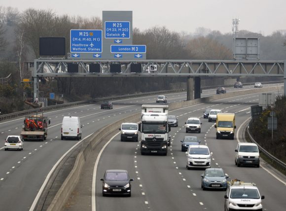 The M3 smart motorway near Longcross in Surrey via PA