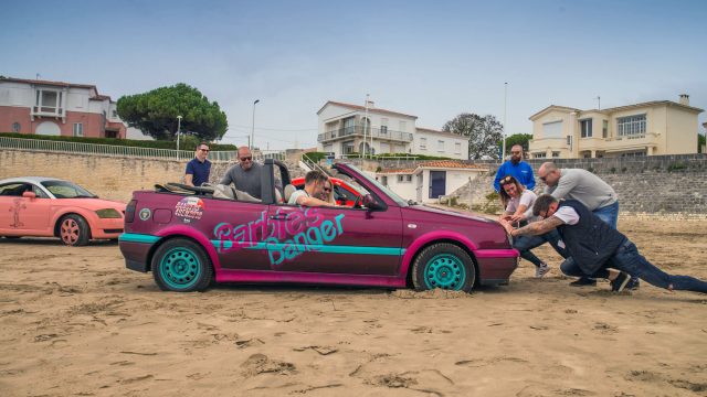 Bangers4Ben 2019 car stuck in sand