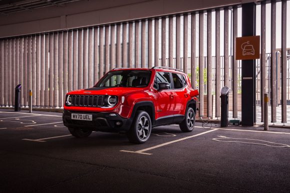 Jeep Renegade in a garage
