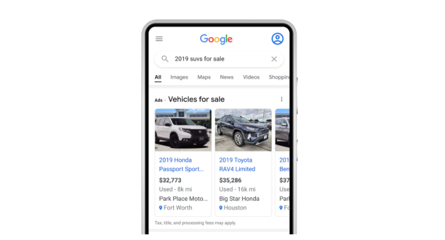 Google's new vehicle ads format